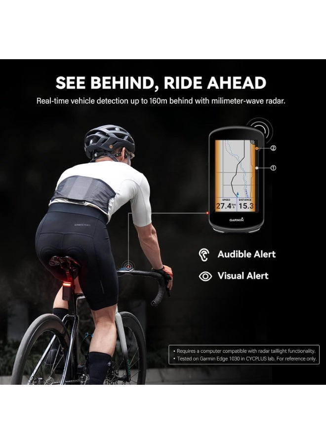 CYCPLUS L7 Advanced Bike Radar Tail Light with with Precise Brake Sensing, Real-Time Vehicle Detection Up to 160m, IPX6 Waterproof Bicycle Rearview Light for Night Riding - Image 3